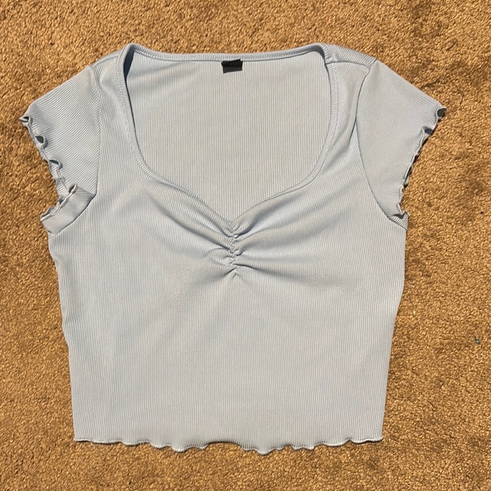 Light Blue Ruched Women's Top